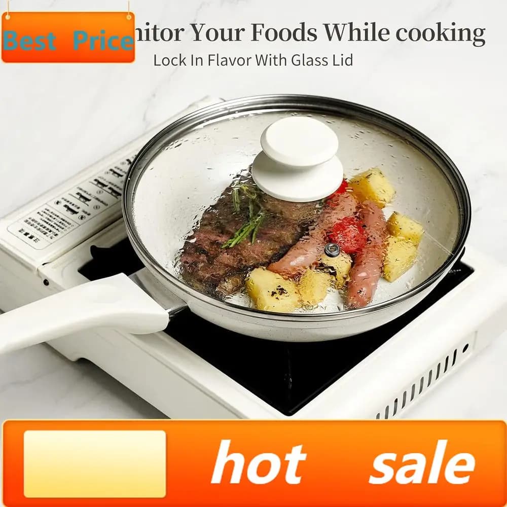 Set of Anti-stick pans with Cover, Bianche Pens for Induction, Egg and Omelet Perfections