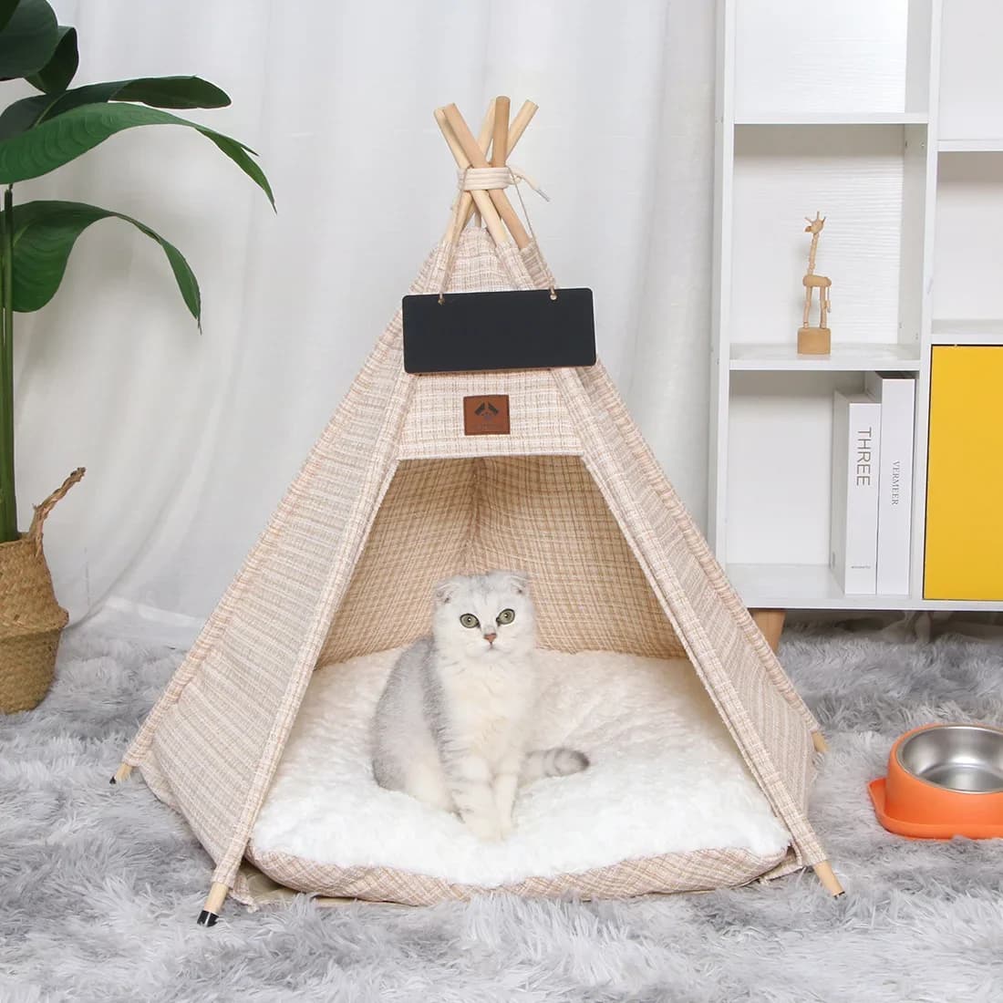 Pet Dog Cat House Bed with Thick Cushion for Cats Medium and Small Dogs Puppy Deep Sleeping Indoor Soft Canvas Pet Supplies