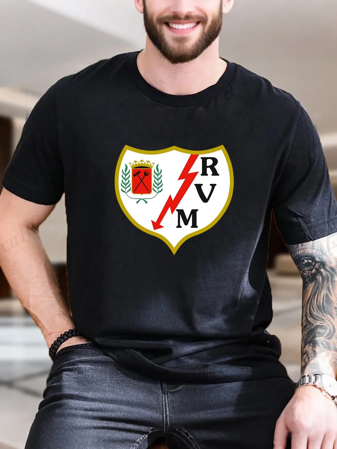T-shirt a maniche corte stampata da uomo - Scudo Red Arrow Design 100% cotone Traspirante Comodo abbigliamento casual per abiti quotidiani