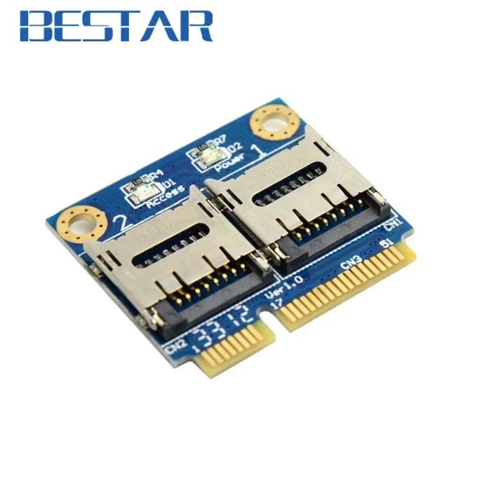Doppia scheda Micro SD TF a Mini pcie pci express pci-express PCI-E Express con adattatore per lettore di schede di memoria a mezzo staffa