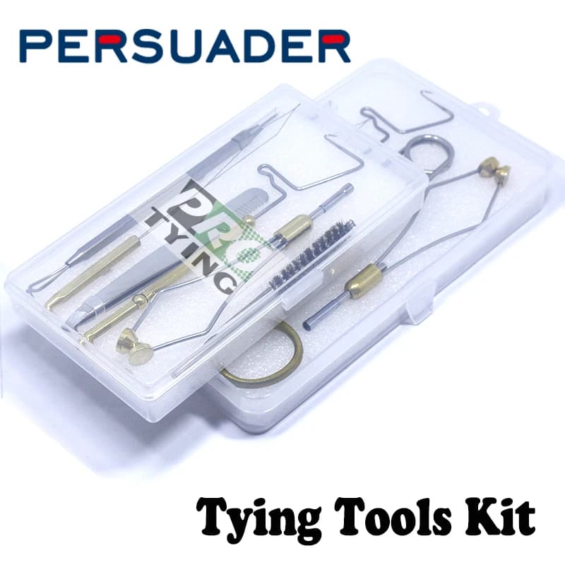 Persuader portable tool kit to tie flies with storage box scissors to bind flies Brush for dubbing kit of general equipment for assorted fly fishing