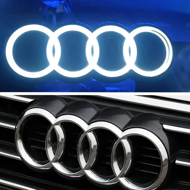Luce LED per Griglia Frontale Auto Audi, Logo a 4 Anelli, Luce Bianca Statica 249 273, Adesivo per AUDI A4 A5 A6 A7 A8 S4 S5 S6 S7 Q3 Q5 Q7 TT