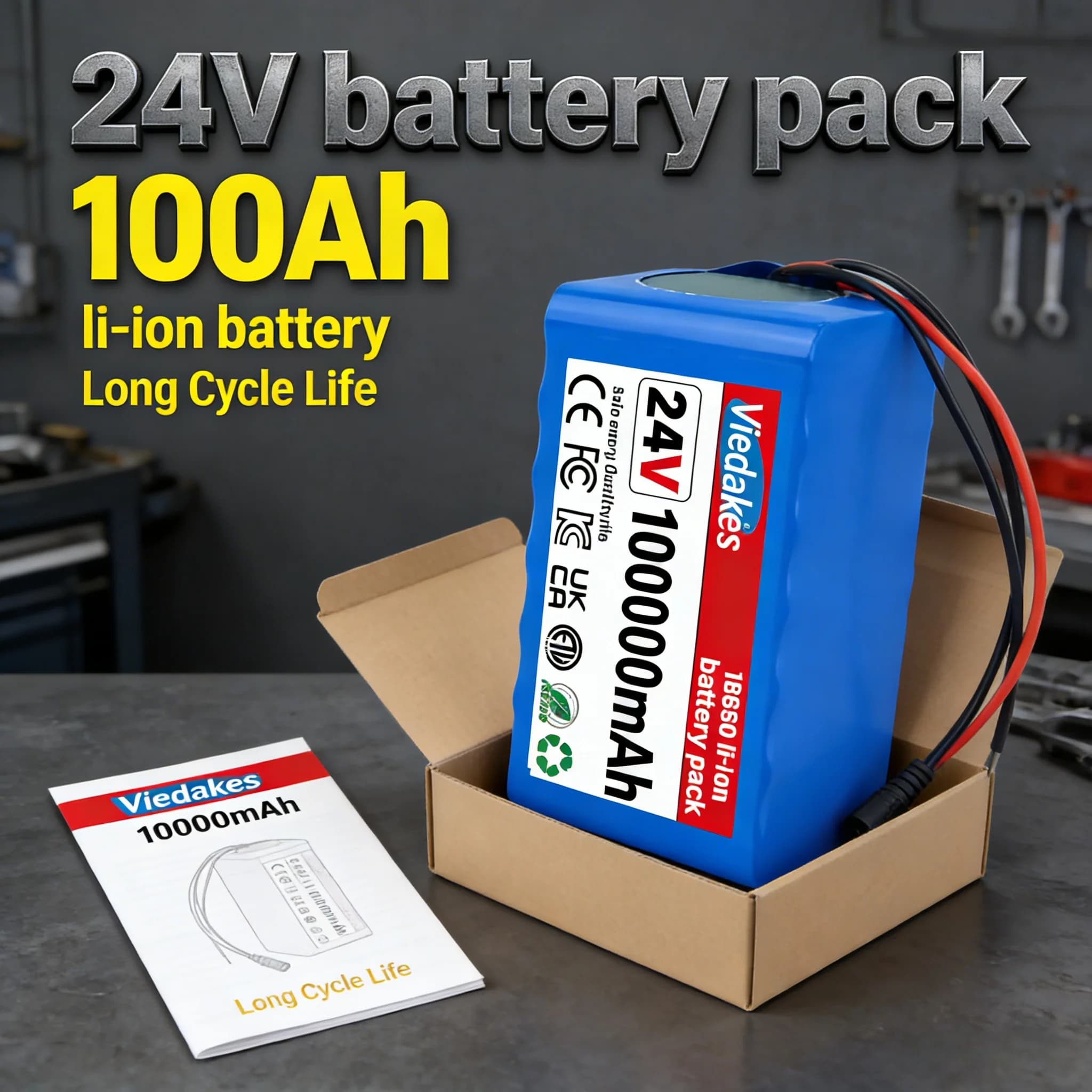 🌍 Batteria al litio ad alta capacità 24V 100Ah per sedie a rotelle 🏅 Pacco Batteria Ricaricabile 7S3P 18650 100000mAh 🔥 Caricabatterie Rapido 29.4V 2A