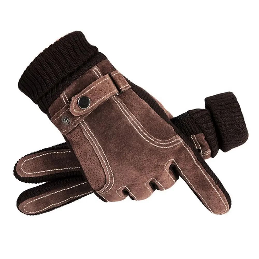 Clambing For Male Non-slip Thicken Suede Windproof Warm Motorcycle Glove Men Gloves PU Leather Korean Mittens Winter Gloves