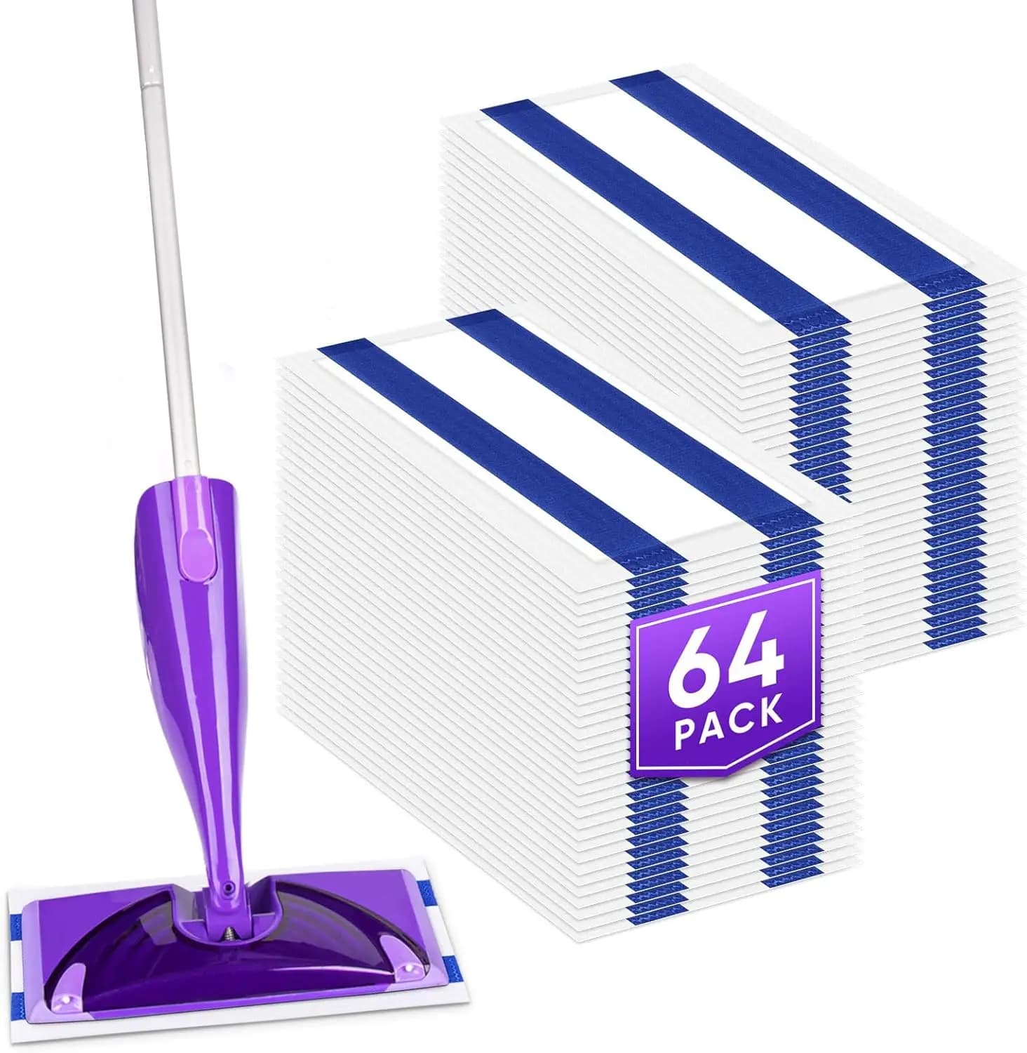 Disposable Mop Pad Refills for Swiffer Wet Jet, 4-Layer Thickened Super Absorbent, 64 Count
