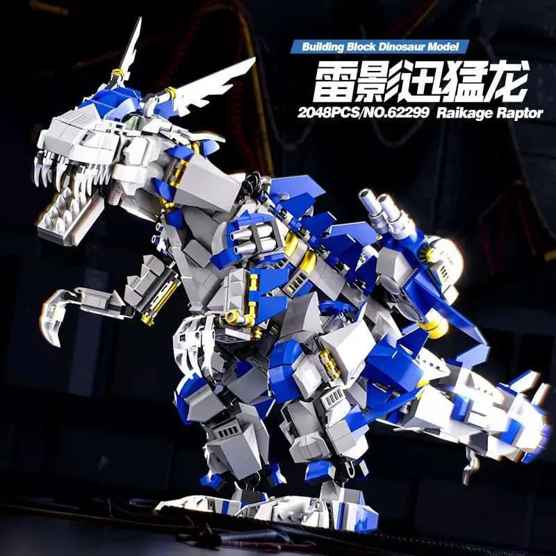 Dinosaur World Series Building Blocks Velociraptor Mech Assembly Model Display Figure Anime Cartoon Toy Holiday Gift Collectible