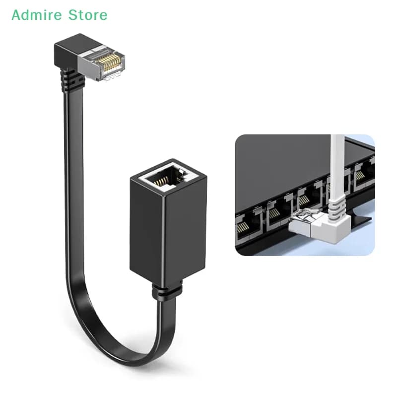 Cavo di rete RJ45 CAT7 a gomito da 90 gradi, cavo di prolunga piatto ultra 10G da maschio a femmina