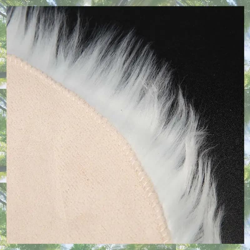 Premium-5X Fake sheep wool carpet 30 x 30 cm Soft long fur Decorative carpet Cushion Chair Sofa Mat (White Round)