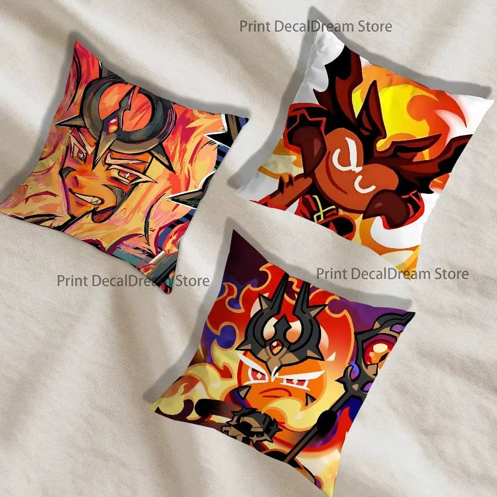 Fire S-Spirit Cookie Run Federa per cuscino stampata, federa per cuscino semplice per divano, senza nucleo per cuscino