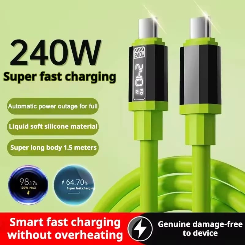 Cavo Dati USB-C a USB-C da 240W per Ricarica Rapida PD, Compatibile con iPhone 16 17 Samsung Xiaomi Huawei, Lunghezze 0.3m/1m/2m/3m, Cavo Type-C