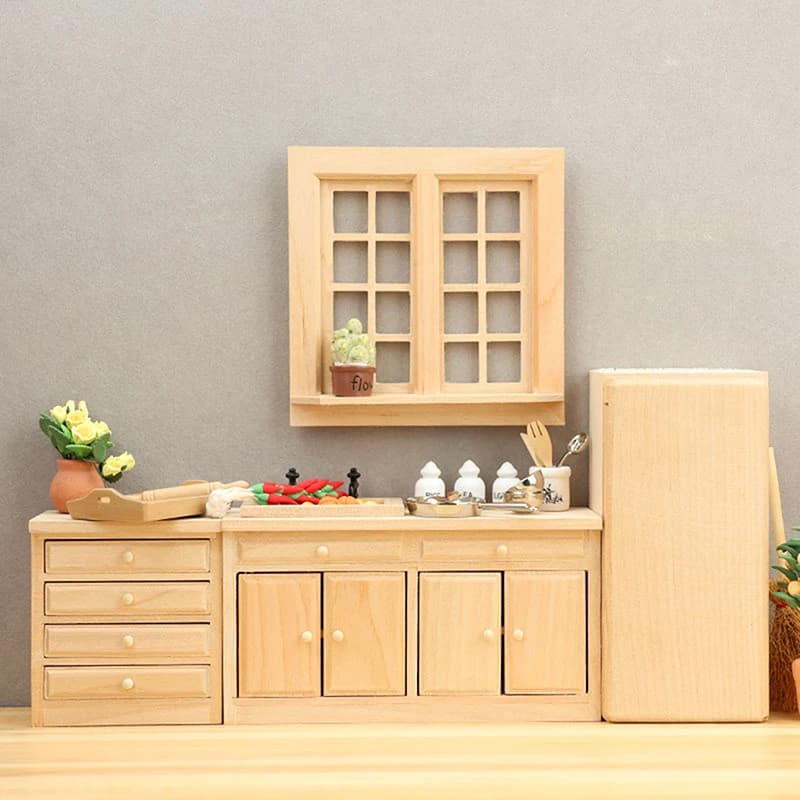 Casa delle bambole in legno vintage armadio lavello cassetto armadio mini armadio scaffale gambe armadio modello mobili casa delle bambole arredamento giocattoli fai da te
