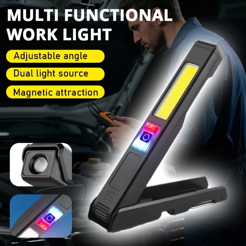 Torcia da lavoro ricaricabile a LED con magnete e gancio, impermeabile per la sicurezza del cantiere, lavoro notturno, campeggio all'aperto, emergenza