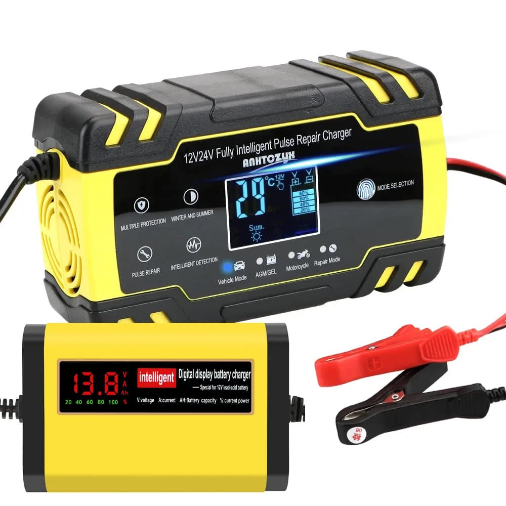 Caricabatterie per Auto 12V con Spina EU, Strumento di Riparazione a Impulsi per Batterie al Piombo-Acido, Accessori Intelligenti Digitali per Auto e Moto