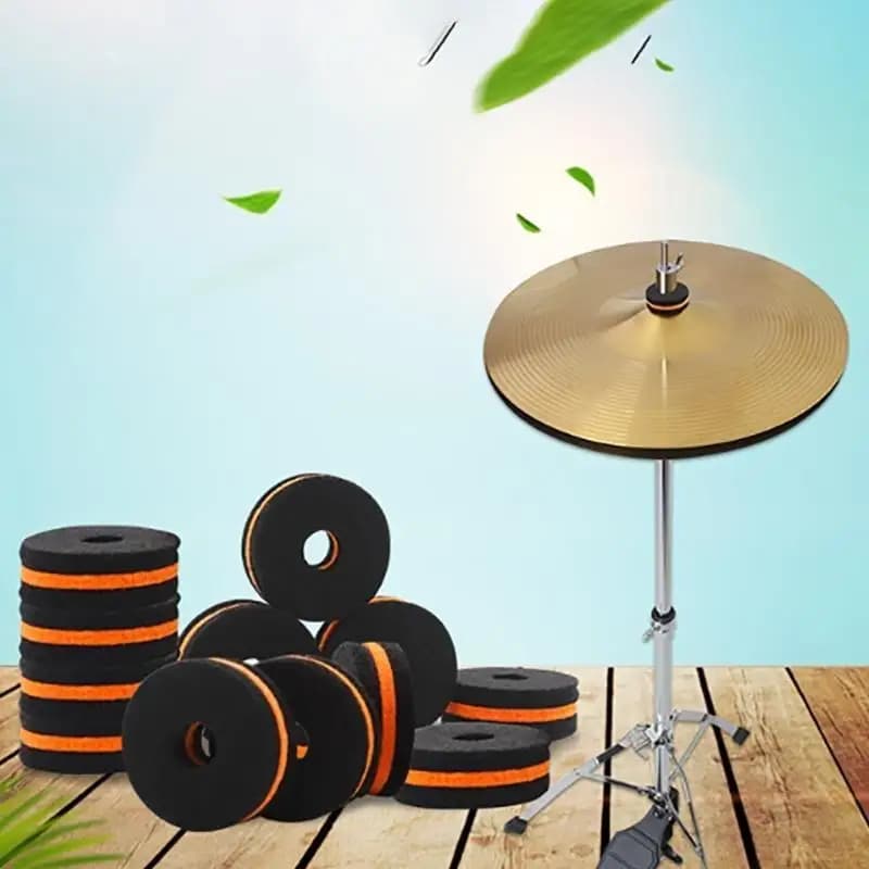 31BE 10 Pcs Drum Cymbal Felt Pad Replacement Cymbal Felt Washers Non Slip Felt Pads Round Soft Cymbal Stand Felt Washer