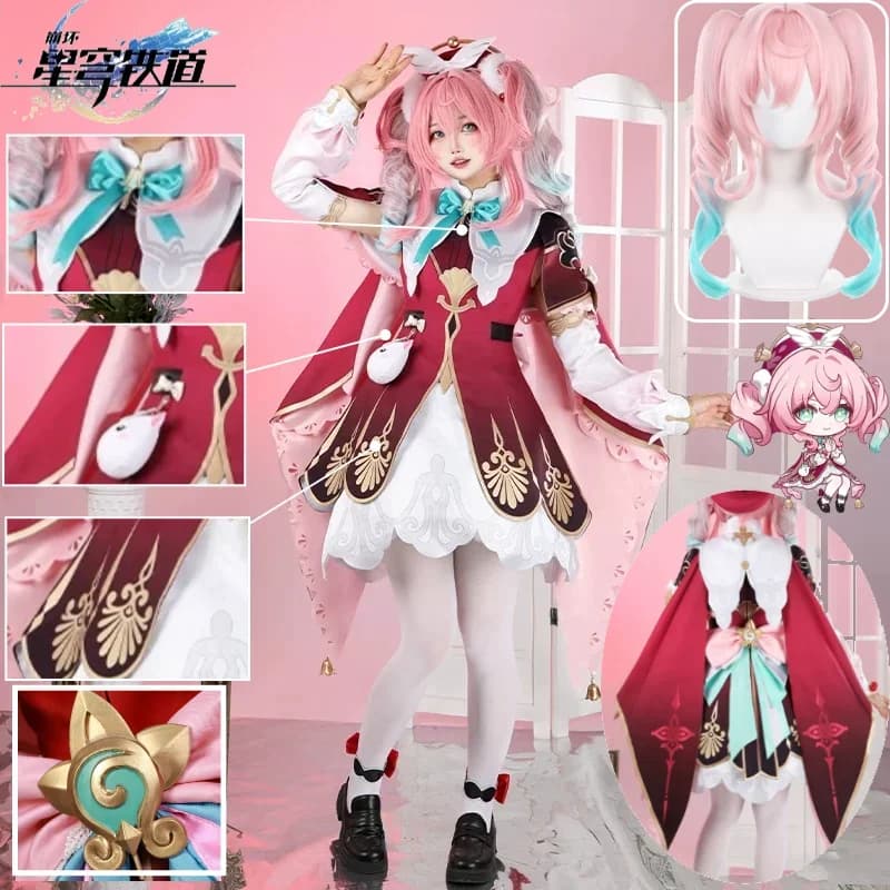 Hyacine Cosplay Costume Honkai Star Rail Hyacine Cute Lolita Dress Hat Wig Set Wind Element Healer Outfit for Women Halloween