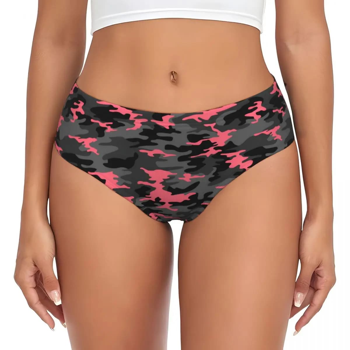 Custom Modern Street Urban Camouflage Brief Panties Womens Breathable Underwear Valentine's Day Gift Underpants For Wife