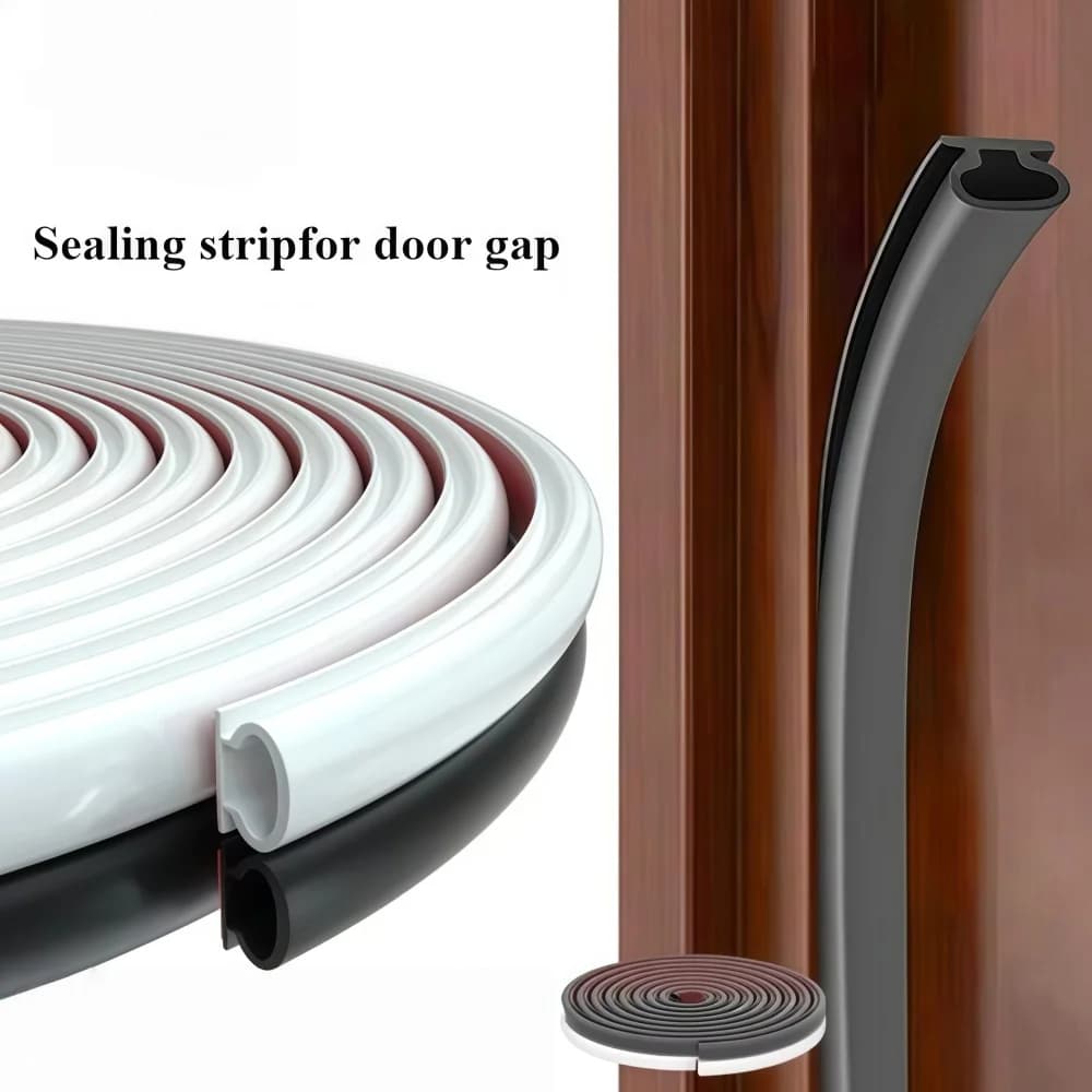 Soundproofing Weather Stripping Rubber D-Shape Door Seal Strip Windproof Self-adhesive Door Frame Insulation Household
