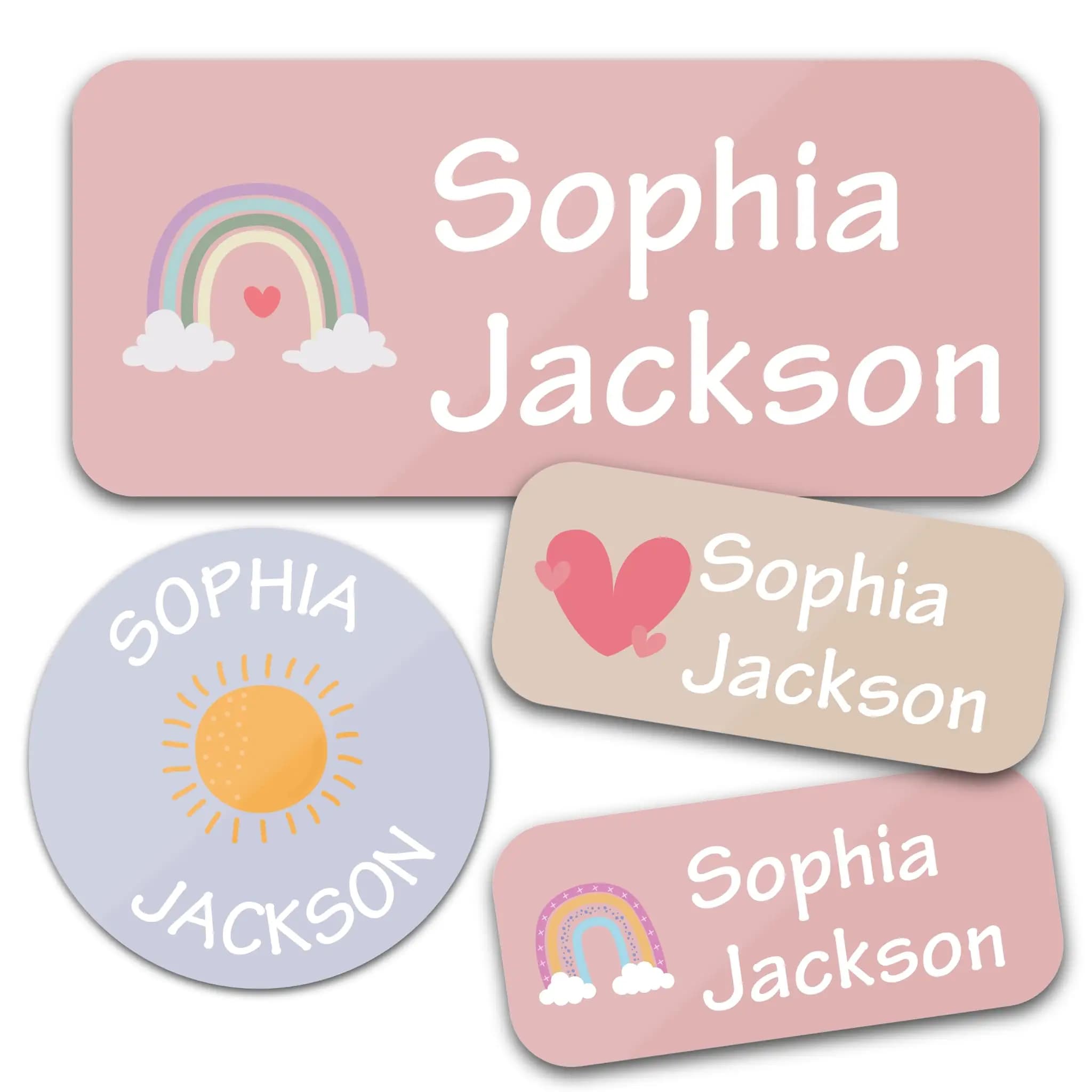 Trees Custom Name Labels, Personalized Rectangle & Round Stickers in 3 Sizes for Bottles, School Supplies, Lunch Boxes