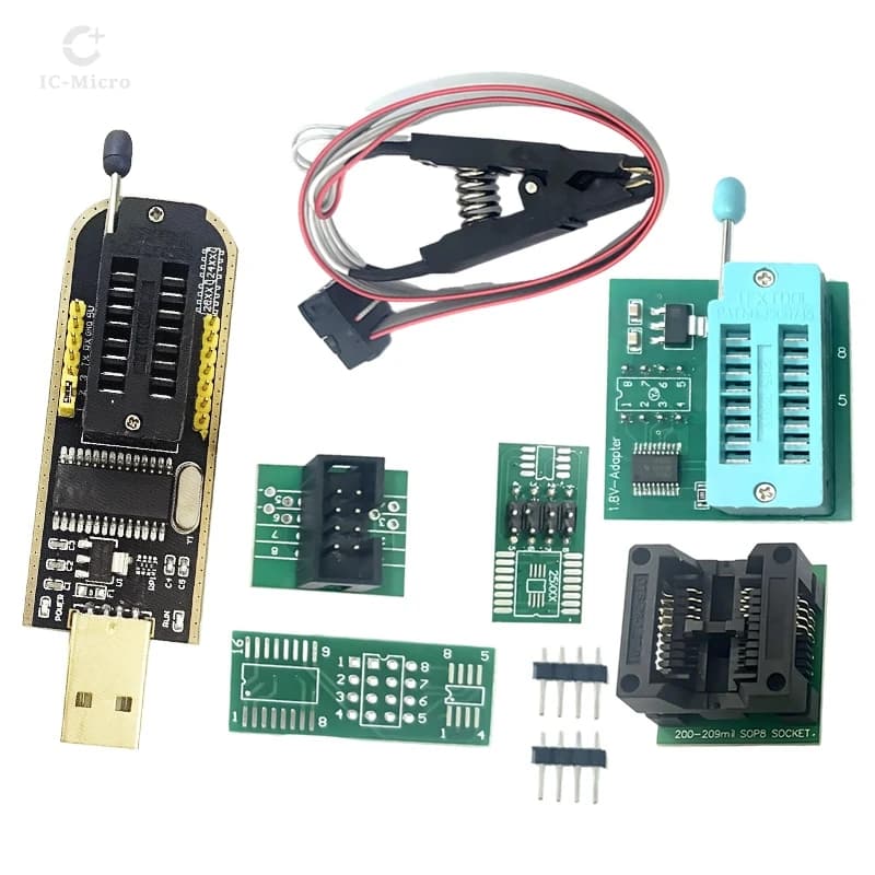XCW CH341A CH341B 24 25 Serie EEPROM Flash BIOS Modulo programmatore USB SOIC8 SOP8 Clip di prova per EEPROM 93CXX / 25CXX / 24CXX