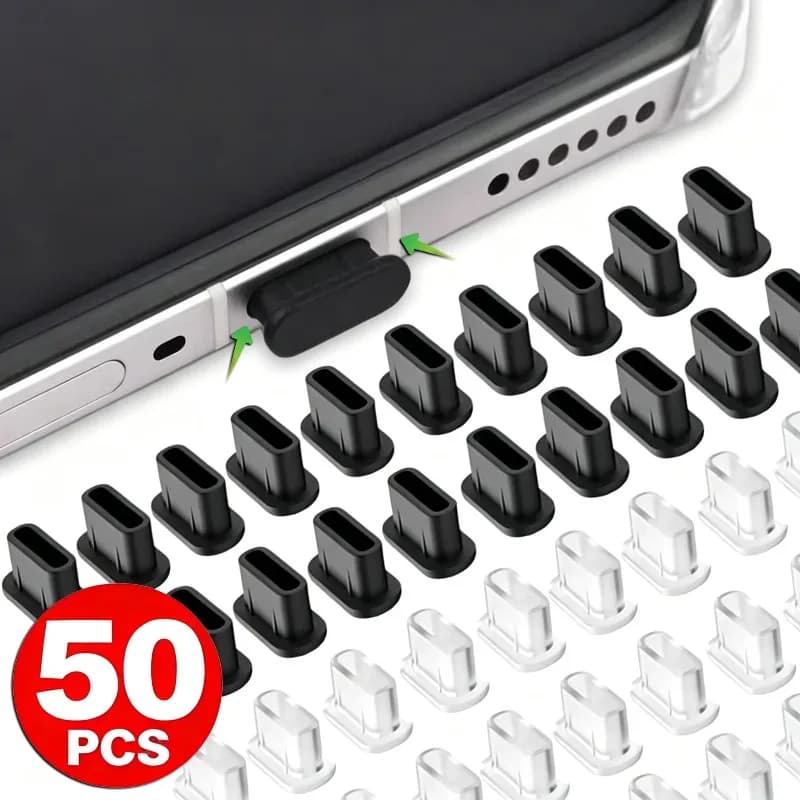 50/1Pcs Type C Charging Port Silicone Dust Plug for iPhone 17 16 15 Pro Max Samsung S26 Xiaomi USB C Anti-Dust Stopper Dustplugs