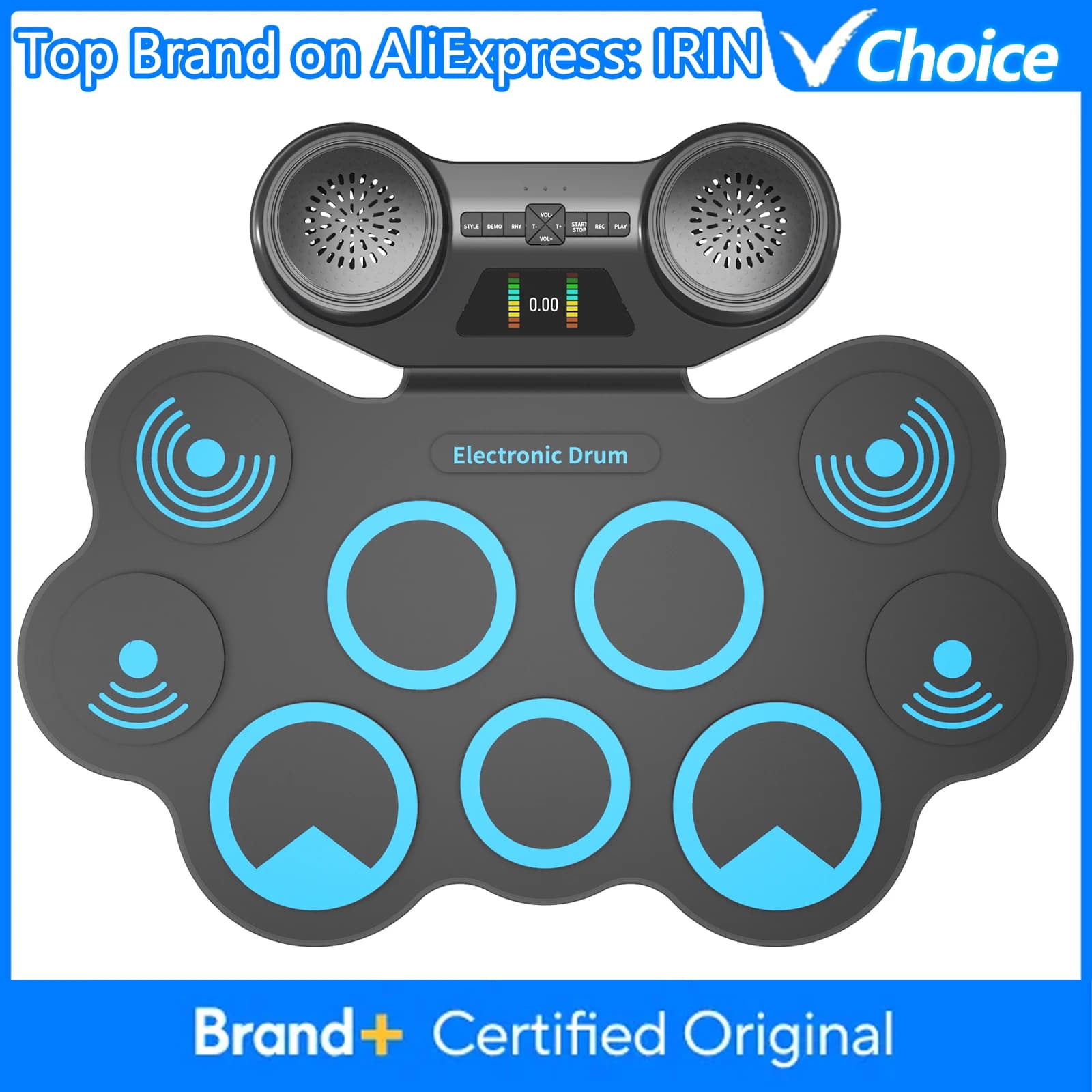 IRIN MD668 Electronic Drum Kit Foldable Bluetooth MIDI Drum Pad with Dual Stereo Speakers for Home Silent Headphone Practice