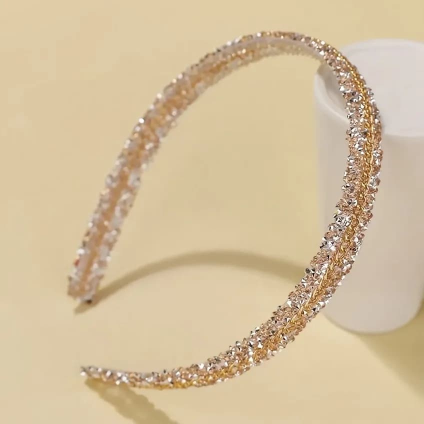 1pc catena di metallo con diamanti d'acqua texture mista fascia di lusso leggera sfumata lucida festa quotidiana elegante decorazione di moda copricapo