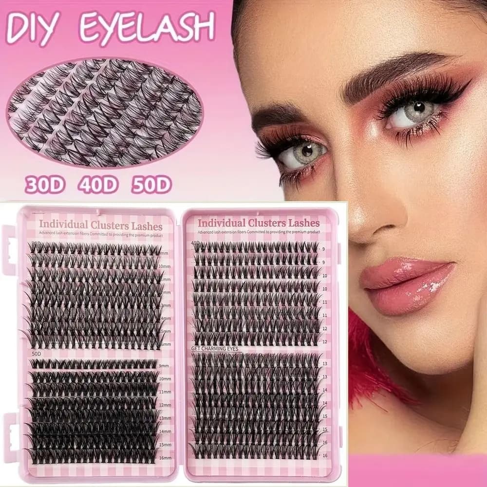8-16mm Natural Faux Eyelashes, 30D/40D/50D/60D Natural Effect, Wispy Style, Voluminous Moulds, DIY Kit for Home Use
