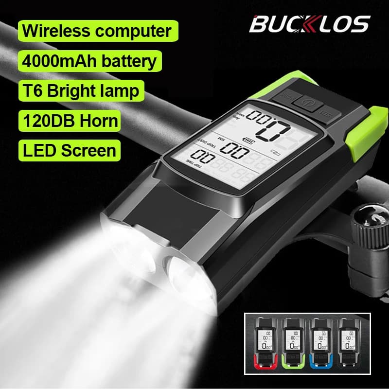 3 in 1 clacson per bicicletta tachimetro luce impermeabile USB ricaricabile lampada frontale per bici 4000mAh ciclismo su strada computer 120DB campanelli per bici