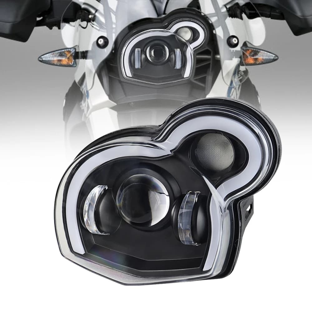 Faro a LED TIYPEOR per Moto con Occhi di Angelo e Occhi del Diavolo per BMW G650GS Sertao R13 2011-2017 G650 2012-2016