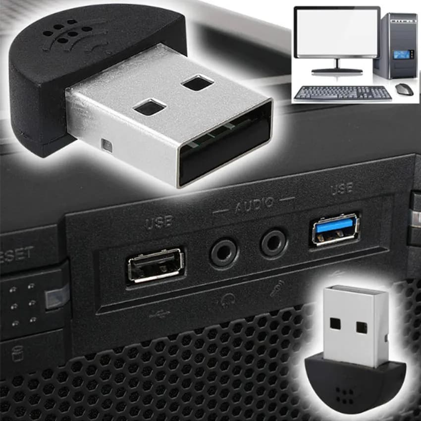 Microfono USB 2.0 Super Mini, Adattatore Audio Portatile per Studio, Driver Gratuito per Laptop/Notebook/PC/MSN/Skype