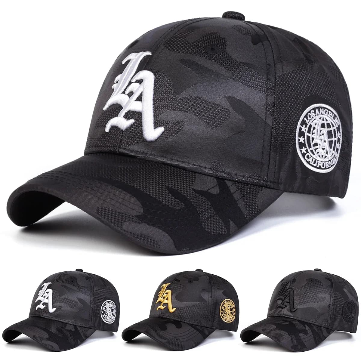 Cappellini da Baseball Unisex Gotici con Ricamo Lettera LA, Regolabili per Primavera e Autunno, Cappelli Casual da Esterno, Protezione Solare, Cappello Sportivo