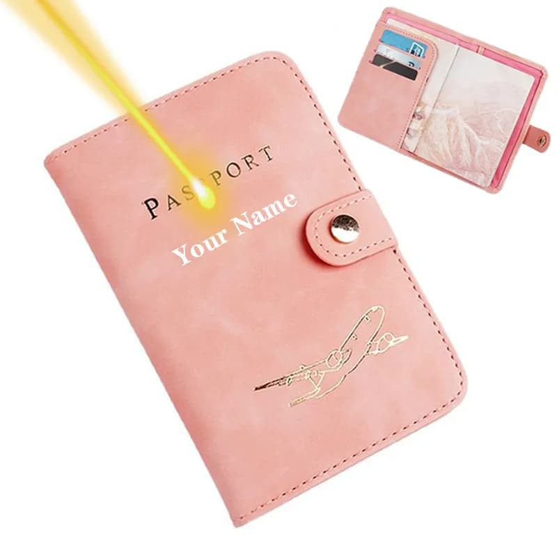 Nome inciso Custodia per passaporto con blocco RFID Custodia personalizzata per donna/uomo Custodia porta carte multifunzionale Regalo personalizzato