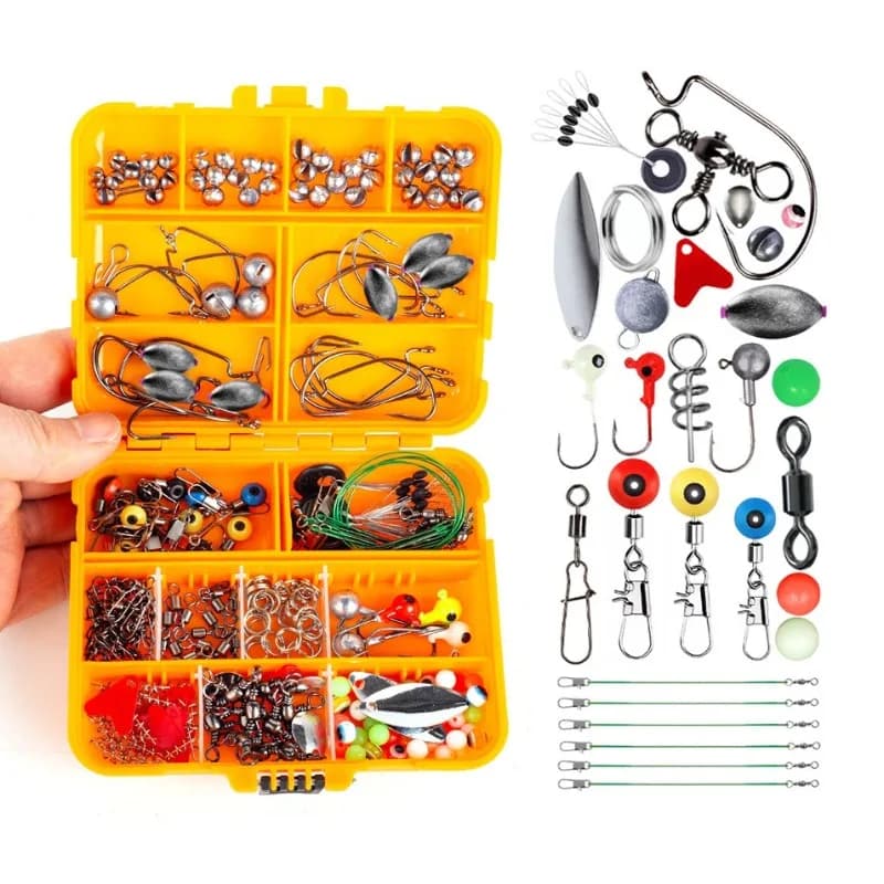 Set of all-in-one bait equipment of 257 pieces - Accessories for equipment and terminals Texas Rig for sea/rock fishing | Durable storage box, essential for