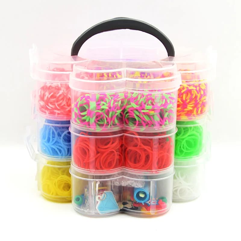 High Quality Rubber Bands Loom Kids DIY Arts &Crafts Gum Bracelets 3 Layer Bracelet Making Kit Family Loom Weaving Set