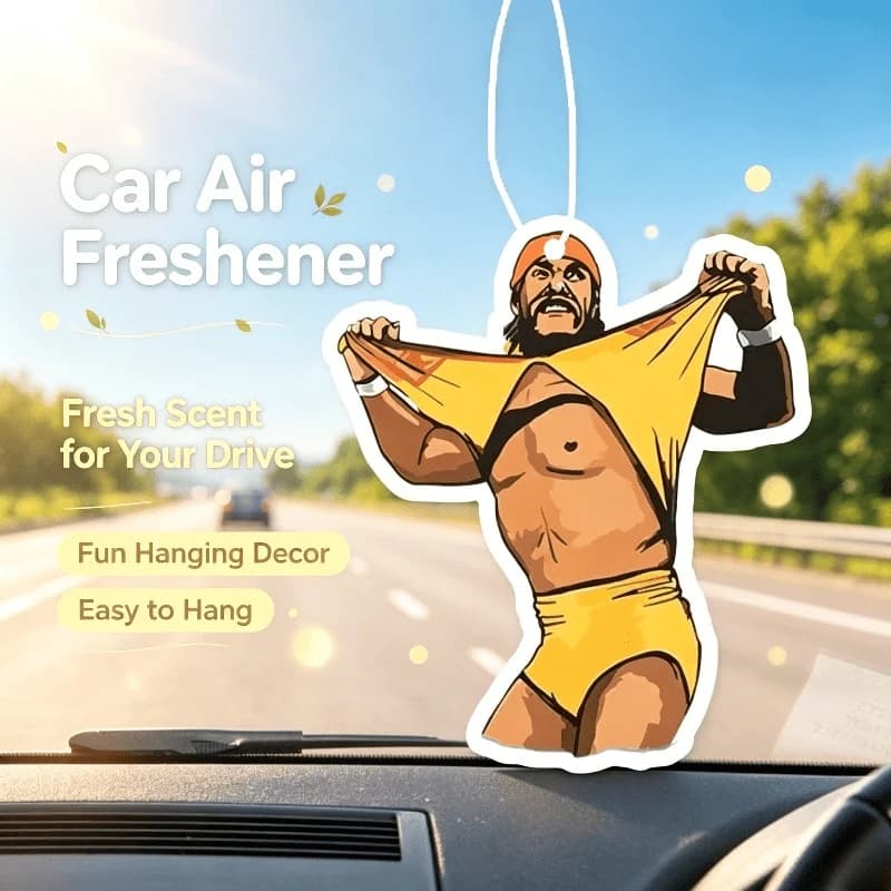 Car Air Freshener Retro Wrestler Character Hanging Scent Card for Car Interior Decor Rearview Mirror Ornament Gift