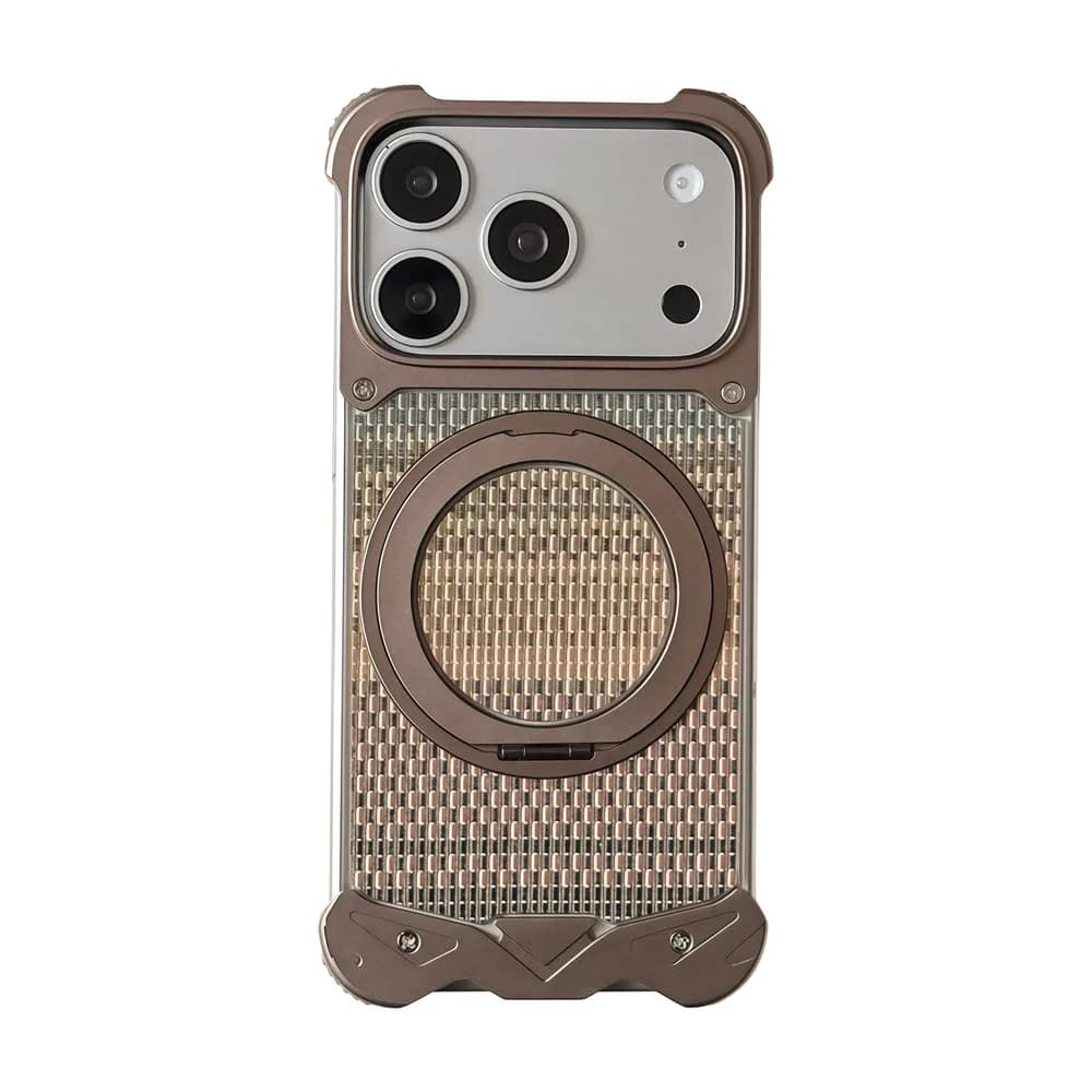 Custodia in Metallo per iPhone 17 Pro Max / 17 Pro 2026 5G in Lega di Alluminio Antiurto con Supporto Magnetico e Finitura Oro