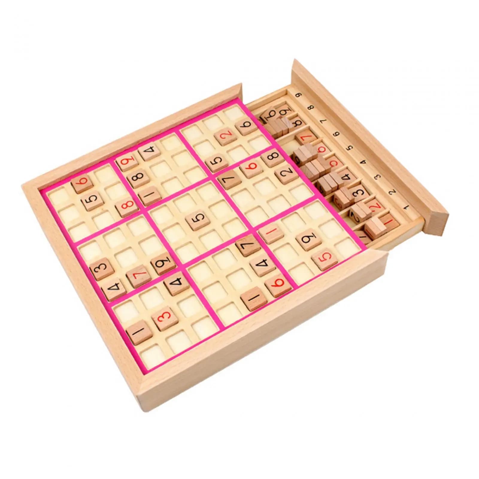Tavola di Sudoku in Legno Portatile per Allenare la Capacità Logica con Manuale in Inglese, Gioco da Tavolo Educativo per Bambini