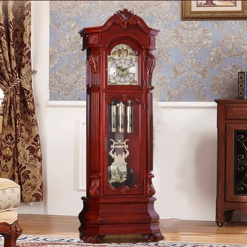 Orologio da pavimento meccanico Orologio da tavolo in legno massello da soggiorno europeo Orologio a pendolo cinese
