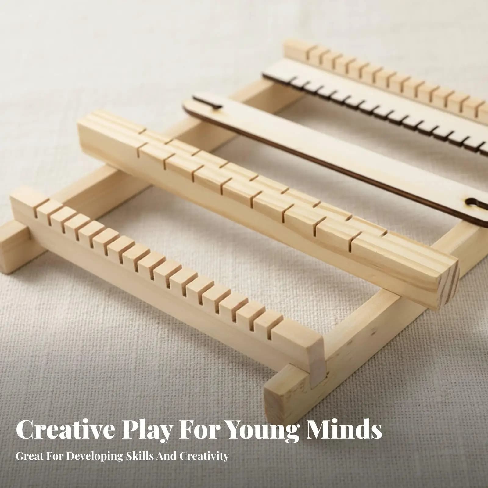Wooden Loom for Weaving Small Projects with Shuttle and Yarn for Sewing Accessories and Crafts
