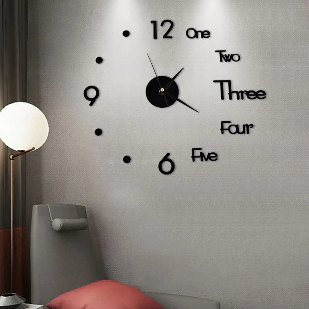 Orologio da Parete Adesivo Rotondo in Plastica, Design Moderno e Silenzioso, Leggero, Decorativo per Soggiorno, Camera da Letto, Studio