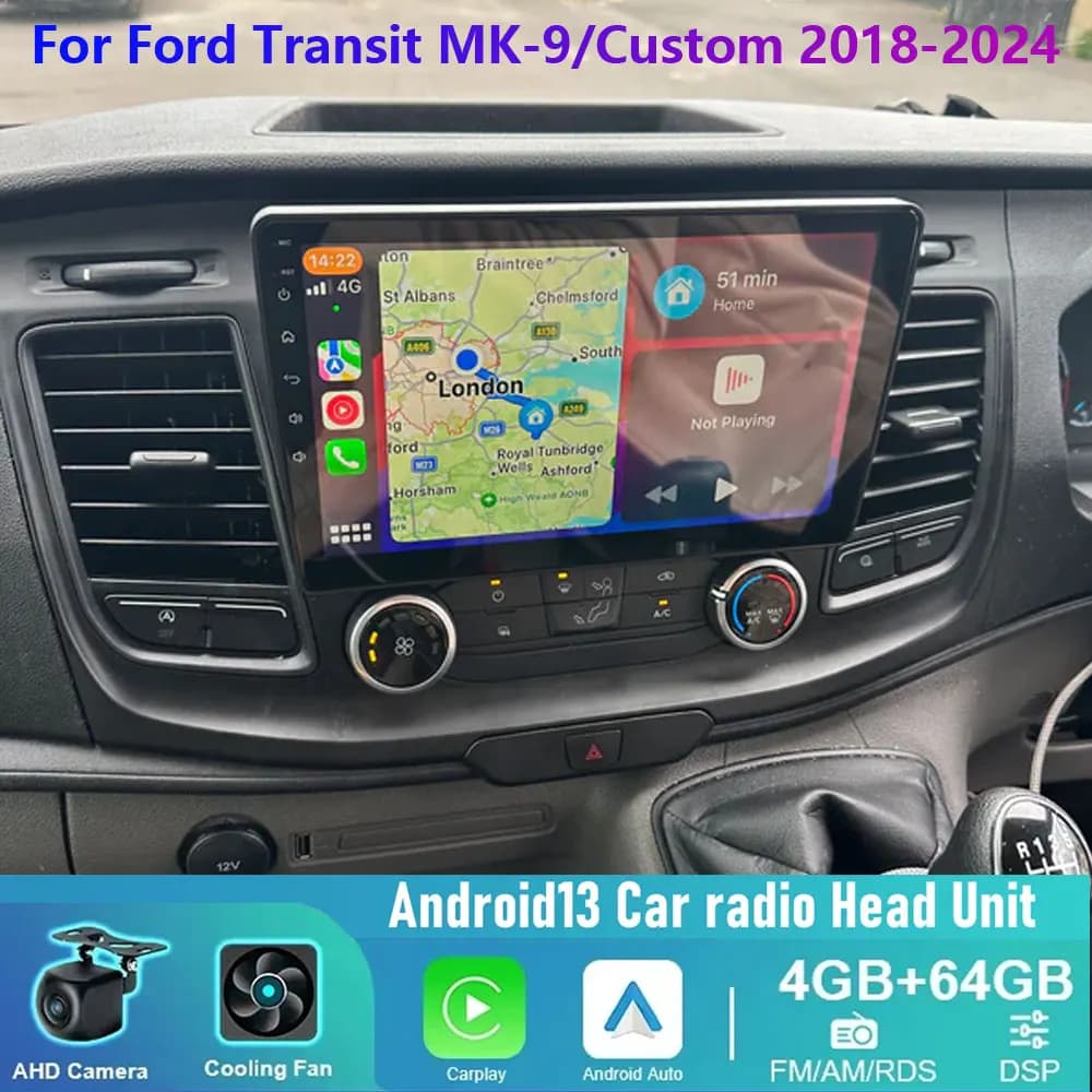 Wireless Carplay Per Ford Transit MK-9/Custom 2018-2024 4-64GB Android Auto Android 13 Autoradio Radio GPS Wifi