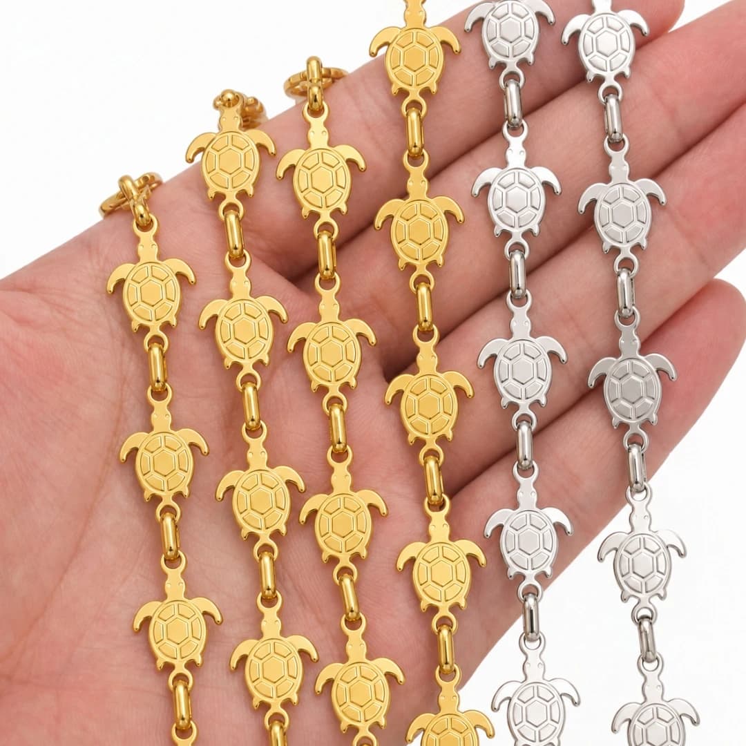 1Meter Stainless Steel Gold Turtle Link Chain for DIY Women Necklace Bracelet Making Accessories Wholesale DIY Craft Chain