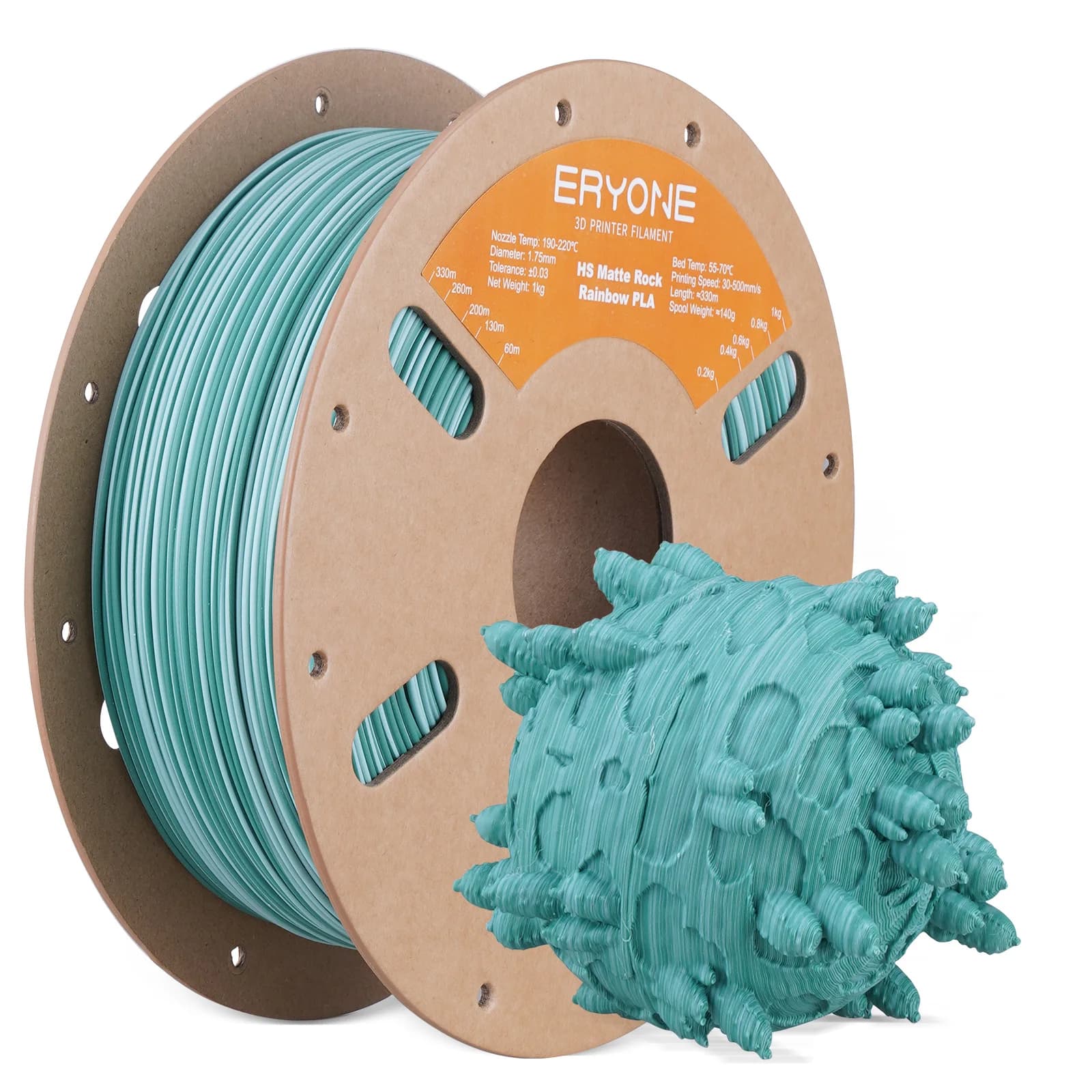 ERYONE Matte Rock Rainbow 3D Printer PLA, multicolored PLA filament reel (2,2 lbs), high speed printing Twist Rainbow