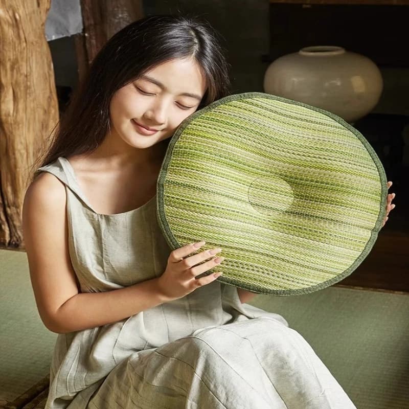 Natural Handwoven Grass Seat Cushion, Thickened Floor Chair Pad, Breathable Meditation Zafu, Hemp Fabric Round Mat for Yoga