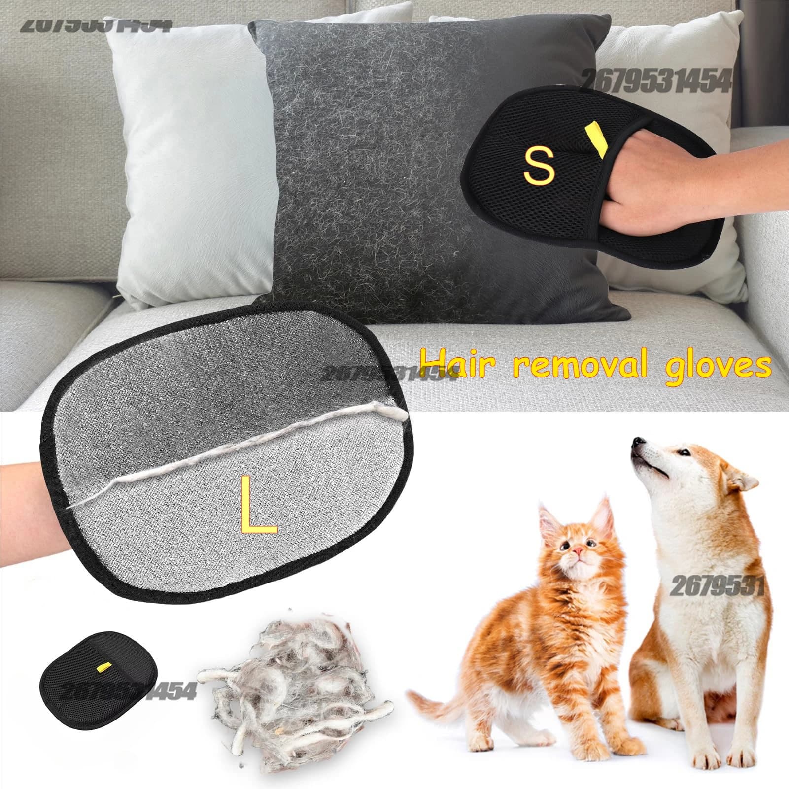 Pet Grooming Gloves Pet Hair Remover Brush Kitten Cleaning Glove Removing Dog Cat Hair From Sofa Carpet Clothes Pet Supplies