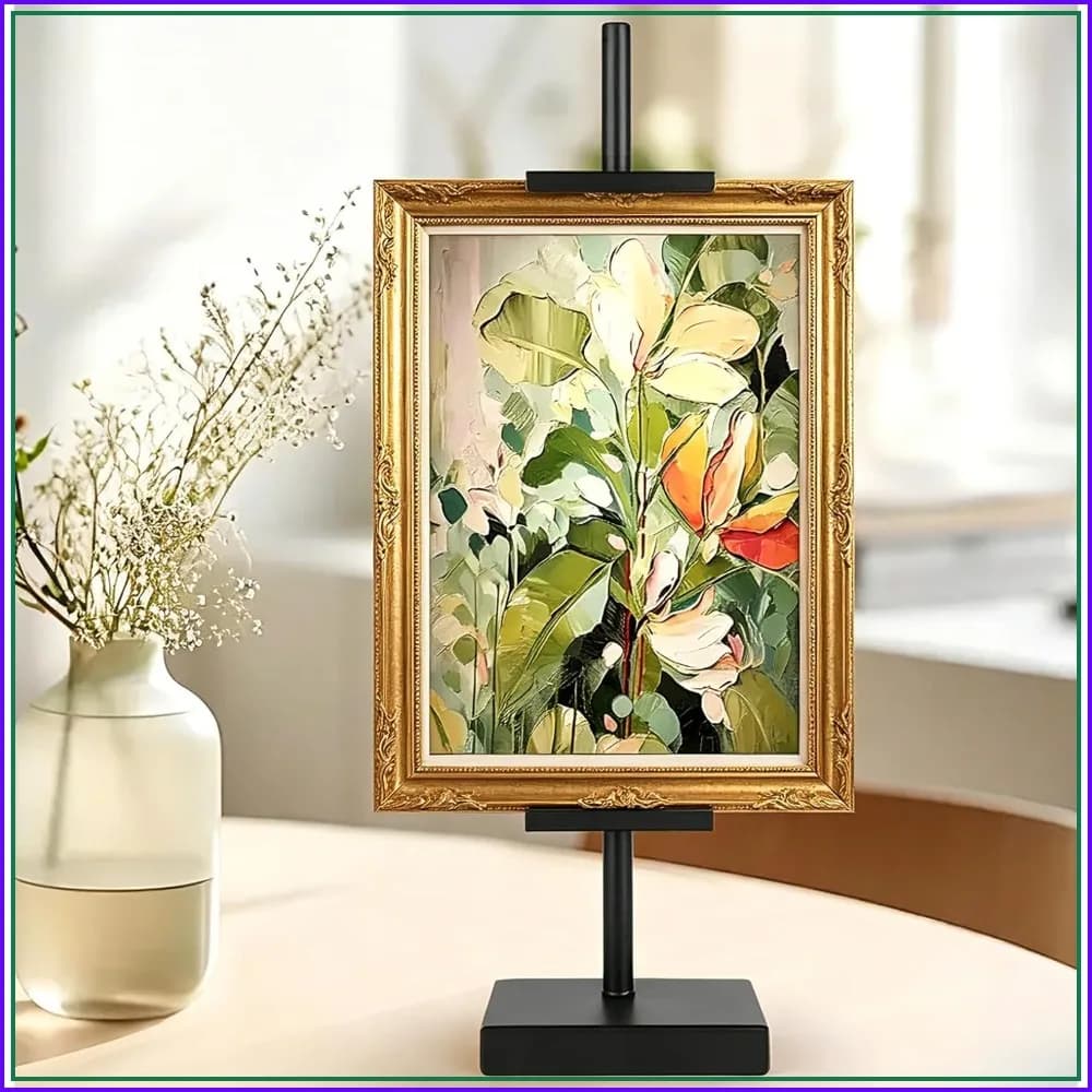 1pcs Adjustable Tabletop Easel Stand for Picture Frames, Display Art Easel, Gold Easel Stand (18inch, Black)