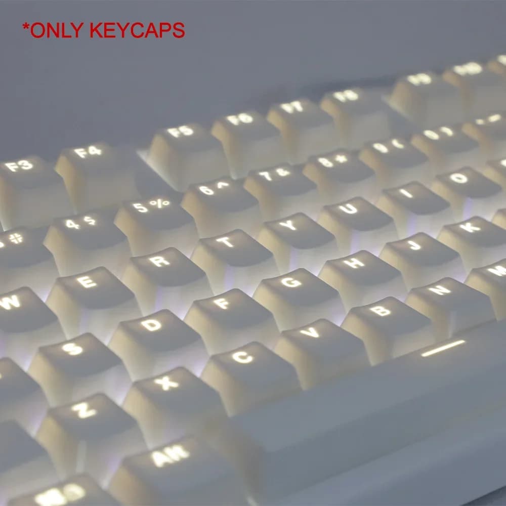 108 White Keyboard Covers ABS OEM Height Suit for 61 87 104 Mechanical Keyboard Transparent Backlight Anne Pro 2 GK61 SK61 PC Game