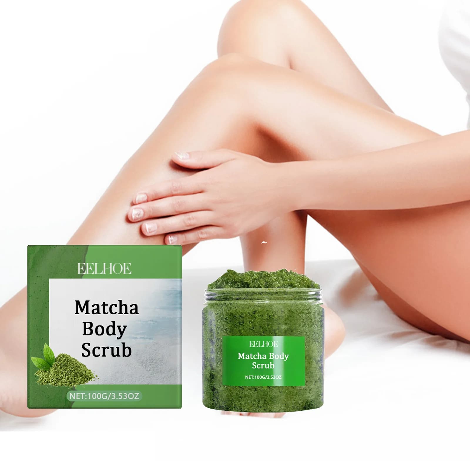 Matcha Sale marino Scrub corpo Esfoliante Rimuovi la pelle morta Migliora Secca Ruvida Pulizia profonda Levigante Schiarente Idratante Scru