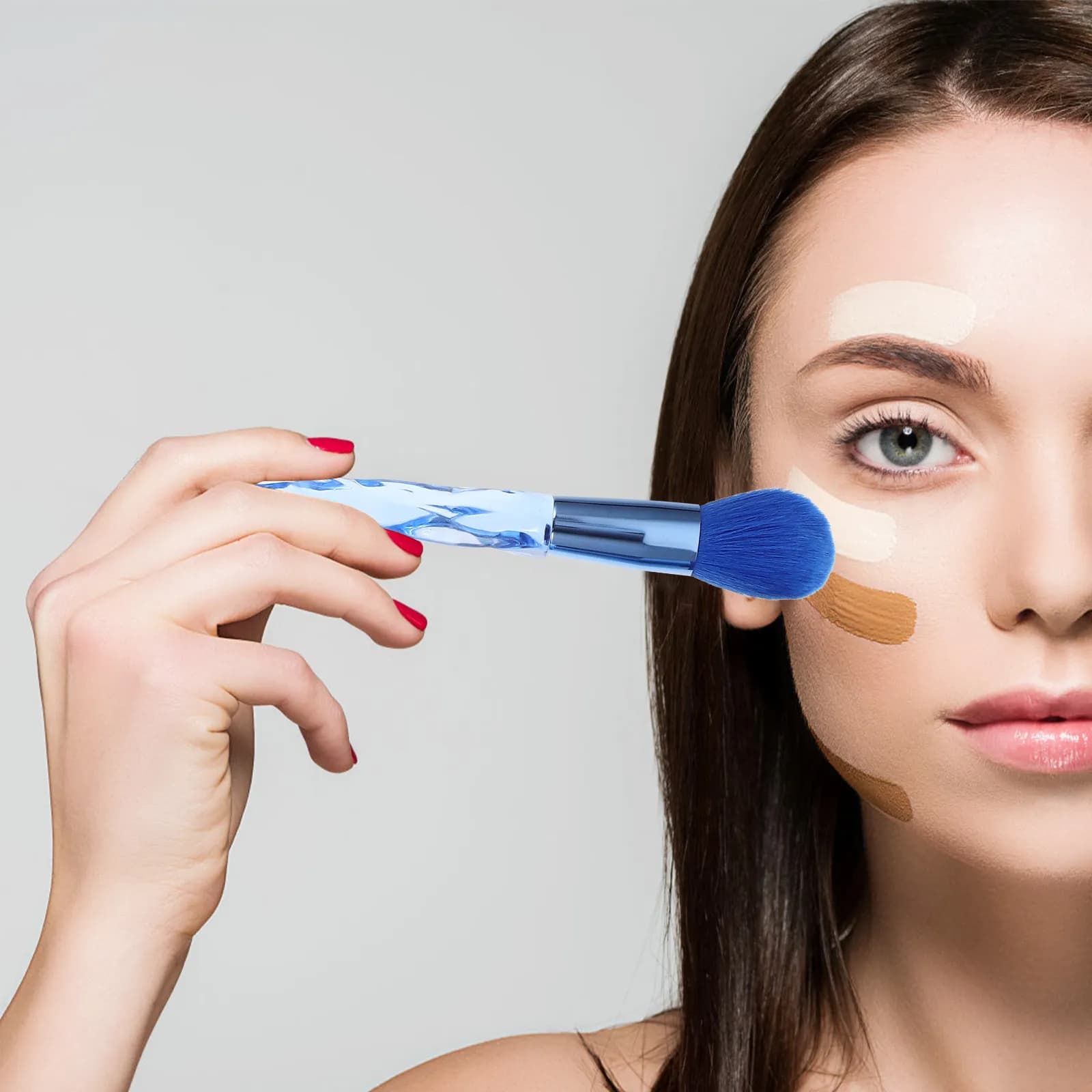 Set di pennelli per trucco da 10 pezzi, set di pennelli per trucco premium, per polvere per il viso, ombretto, fondotinta, strumenti cosmetici, accessori di bellezza professionali portatili, regalo