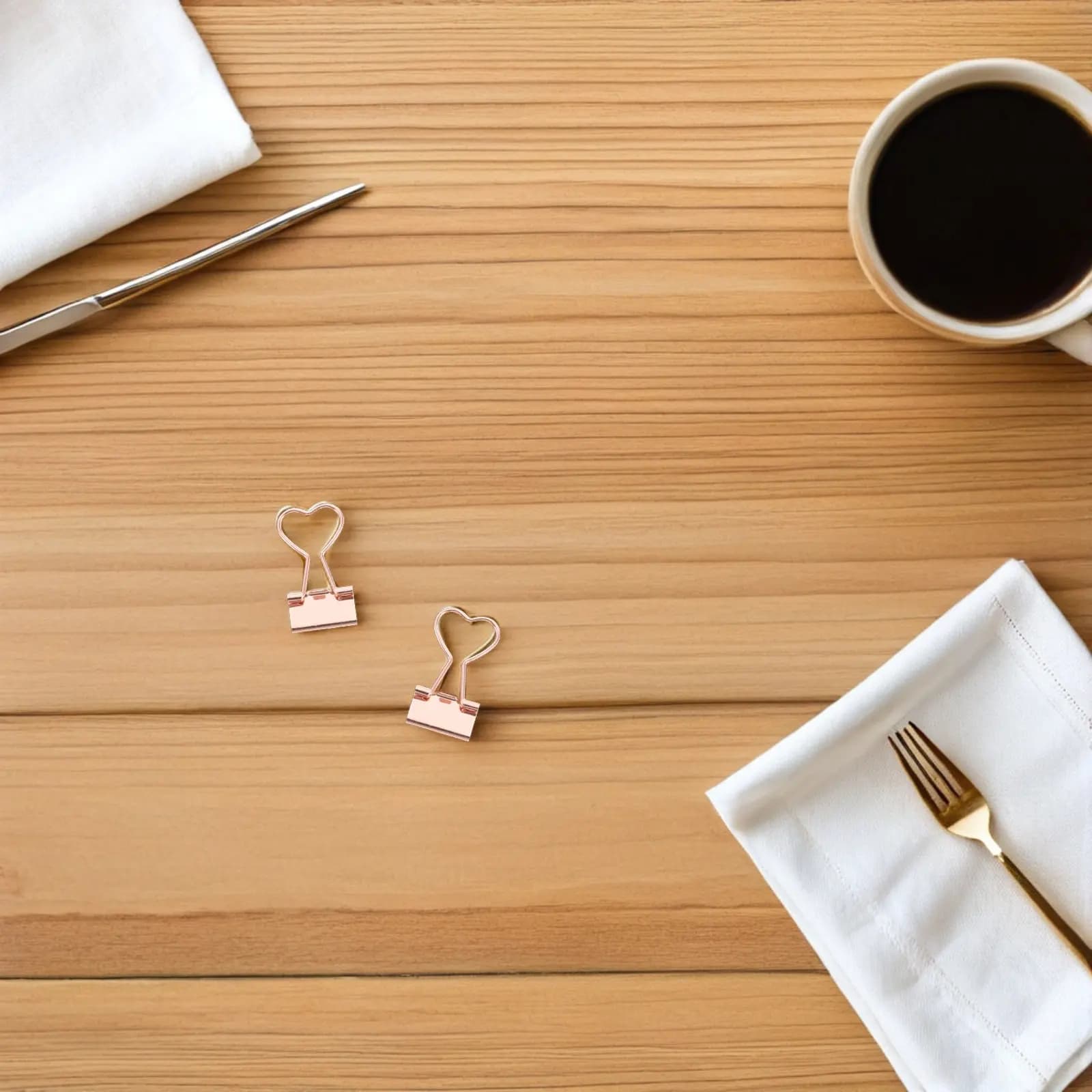 24Pcs Heart Binder Clips Rose Gold Metal Small Clamp Paper Clips Cute Office School Home Planner Notebook Paper Fasteners